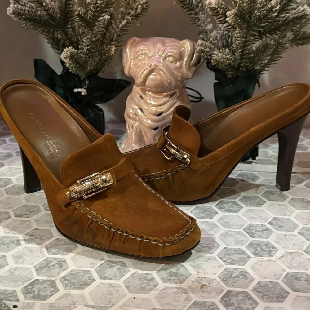Kenneth Cole leather mule loafers, size 7 1/2 unique 2000s vintage.